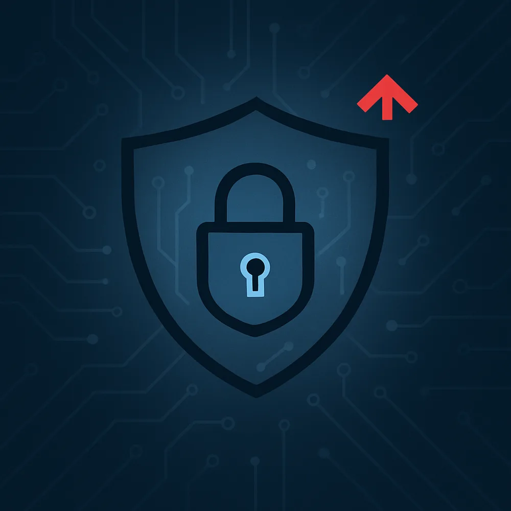 Illustration of a startup team working on secured laptops